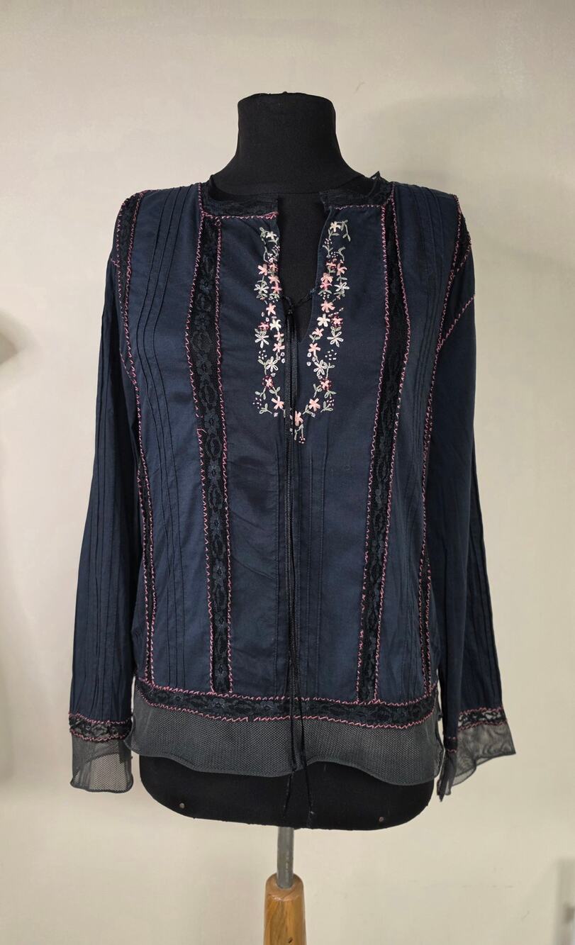 Johnny Was Embroidered Floral Lace Boho Blouse – Size Small 0056